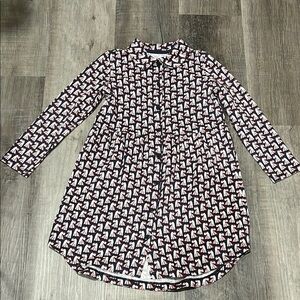 Tea Collection Navy and Pink Scottie Dog Print Dress size 7
